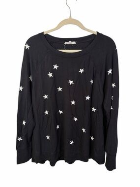 Workshop Republic Clothing Black Pullover with White Stars Modal Plus Size